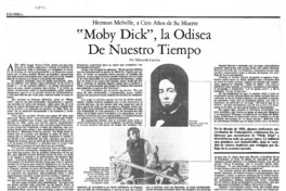 "Moby Dick", la Odisea de nuestro tiempo Herman Melville, a cien años de su muerte "Moby Dick", la Odisea de nuestro tiempo Herman Melville, a cien años de su muerte