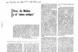 Tirso de Molina y el "mimo antiguo". Tirso de Molina y el "mimo antiguo".
