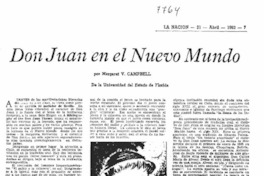 Don Juan en el Nuevo Mundo Don Juan en el Nuevo Mundo