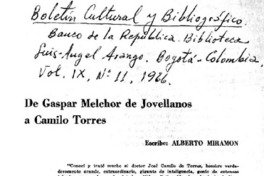 De Gaspar Melchor de Jovellanos a Camilo Torres De Gaspar Melchor de Jovellanos a Camilo Torres