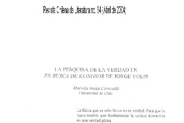 La Pesquisa de la verdad en "En busca de Klingsor" de Jorge Volpi La Pesquisa de la verdad en "En busca de Klingsor" de Jorge Volpi