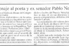 Senado rendirá homenaje al poeta y ex senador Pablo Neruda