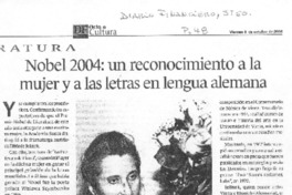 Nobel 2004: un reconocimiento a la mujer y a las letras en lengua alemana Nobel 2004: un reconocimiento a la mujer y a las letras en lengua alemana