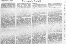 Recordado Neftalí: Recordado Neftalí: