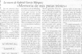 "Memoria de mis putas tristes"