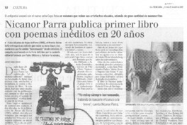 Nicanor Parra publica primer libro con poemas inéditos en 20 años Nicanor Parra publica primer libro con poemas inéditos en 20 años