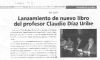 Lanzamiento de nuevo libro del profesor Claudio Díaz Uribe