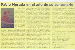 Pablo Neruda en el año de su centenario Pablo Neruda en el año de su centenario