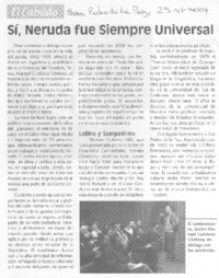 Sí, Neruda fue siempre universal