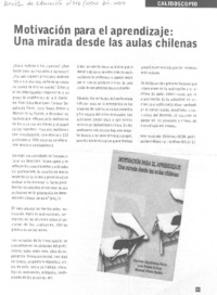 Motivaciòn para el aprendizaje, una mirada desde las aulas chilenas