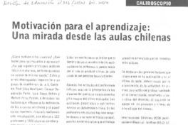 Motivaciòn para el aprendizaje, una mirada desde las aulas chilenas