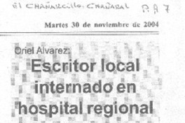 Escritor local internado en hospital regional