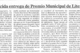Deslucida entrega de Premio Municipal de Literatura Deslucida entrega de Premio Municipal de Literatura