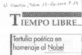 Tertulia poética en homenaje al Nobel