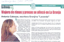 Viajera de rimas y prosas se afincó en La Granja