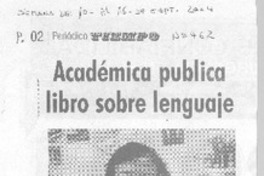 Académica publica libro sobre lenguaje Académica publica libro sobre lenguaje