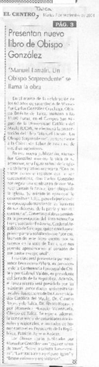 Presentan nuevo libro de Obispo González
