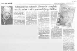 Olmueíno es autor del libro más completo escrito sobre la vida y obra de Jorge Teillier Olmueíno es autor del libro más completo escrito sobre la vida y obra de Jorge Teillier