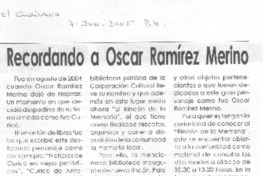 Recordando a Oscar Ramírez Merino Recordando a Oscar Ramírez Merino