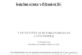 Cartas poéticas de Pablo Neruda en Canto General Cartas poéticas de Pablo Neruda en Canto General