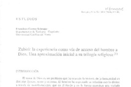 Zubiri : la experiencia como vía de acceso del hombre a Dios : una aproximación inicial a su trilogía religiosa