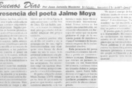 Presencia del poeta Jaime Moya. Presencia del poeta Jaime Moya.