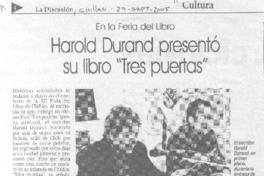 Harold Durand presentó su libro "Tres puertas".