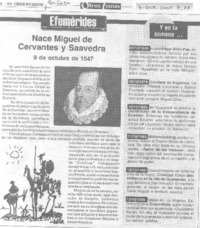 Nace Miguel de Cervantes y Saavedra. Nace Miguel de Cervantes y Saavedra.