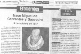 Nace Miguel de Cervantes y Saavedra. Nace Miguel de Cervantes y Saavedra.