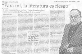 "Para mí, la literatura es riesgo" [entrevista]