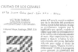Victor Farías: SalvadorAllende. Antisemitismo y eutanasia. Victor Farías: SalvadorAllende. Antisemitismo y eutanasia.