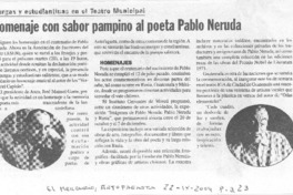 Homenaje con sabor pampino al poeta Pablo Neruda Homenaje con sabor pampino al poeta Pablo Neruda