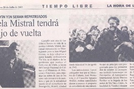 Restos de Yin Yin serán repatriados : Gabriela Mistral tendrá su hijo de vuelta Restos de Yin Yin serán repatriados : Gabriela Mistral tendrá su hijo de vuelta