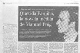 Querida familia, la novela inédita de Manuel Puig Querida familia, la novela inédita de Manuel Puig