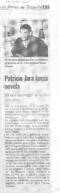 Patricio Jara lanza novela.