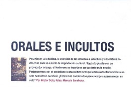 Orales e incultos Orales e incultos
