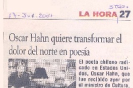Oscar Hahn quiere transformar el dolor del norte en poesía Oscar Hahn quiere transformar el dolor del norte en poesía