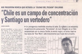 Hoy presentan novela que retrata la "Ciudad del pecado" chilensis : "Chile es un campo de concentración y Santiago un vertedero"