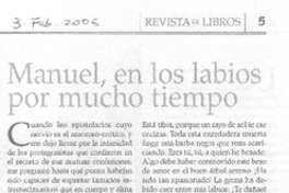 Manuel, en los labios por mucho tiempo Manuel, en los labios por mucho tiempo