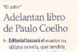 "El Zahir" : adelantan libro de Paulo Coelho "El Zahir" : adelantan libro de Paulo Coelho