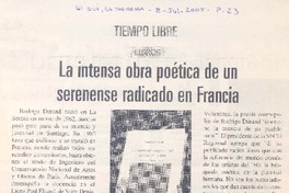 Tiempo libre : libros : la intensa obra poética de un serenense radicado en Francia Tiempo libre : libros : la intensa obra poética de un serenense radicado en Francia