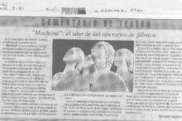 "Machasa": el sino de las operarias de fábrica "Machasa": el sino de las operarias de fábrica