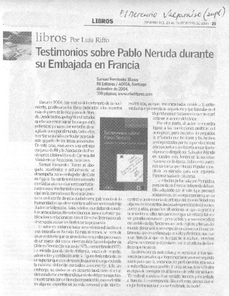 Testimonios sobre Pablo Neruda durante su embajada en Francia
