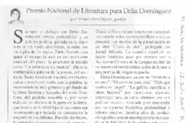 Premio Nacional de literatura para Delia Domíguez Premio Nacional de literatura para Delia Domíguez