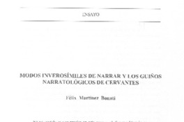 Modos inverosímiles de marrar y los guiños narratológicos de Cervantes Modos inverosímiles de marrar y los guiños narratológicos de Cervantes