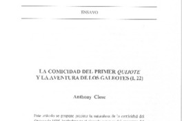 La comicidad del primer Quijote y la aventura de los galeotes La comicidad del primer Quijote y la aventura de los galeotes