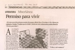 Literaturamiscelánea : Permiso para vivir Literaturamiscelánea : Permiso para vivir