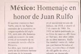 México : homenaje en honor de Juan Rulfo México : homenaje en honor de Juan Rulfo