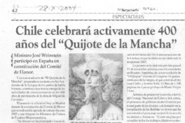 Chile celebrará activamente 400 años del "Quijote de la Mancha" Chile celebrará activamente 400 años del "Quijote de la Mancha"