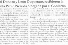 Orhi donoso y león Ocquetaux recibieron la Medalla Pablo Neruda otorgada por el gobierno Orhi donoso y león Ocquetaux recibieron la Medalla Pablo Neruda otorgada por el gobierno